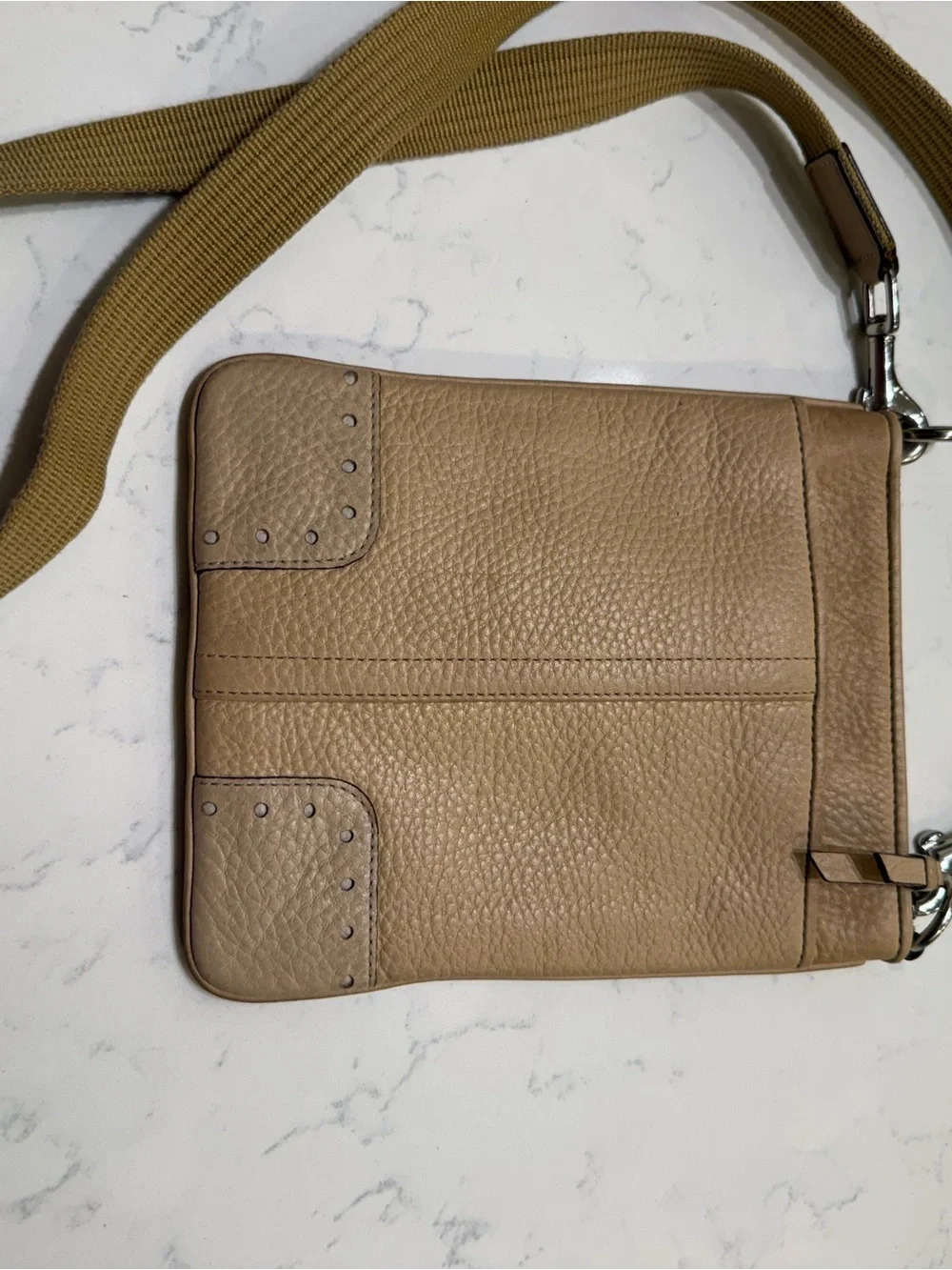 Coach Taupe Pebble Leather Messenger Bag